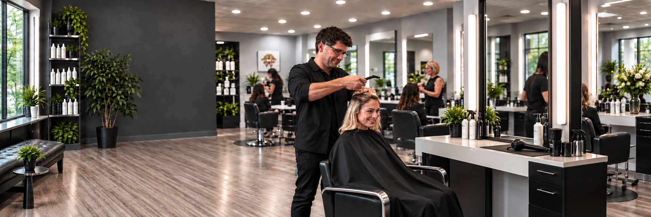 Stylist providing hair restoration and extension services at On Stage Hair Studio in Slidell, Louisiana